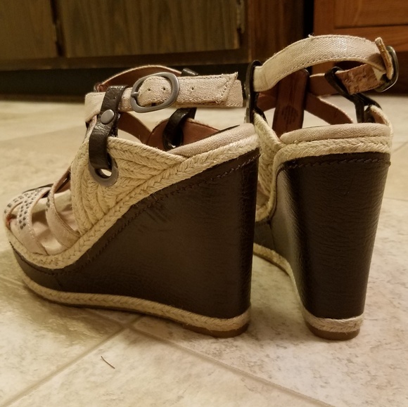 Lucky Brand buckle stud jute canvas wedge sandals - Picture 3 of 7